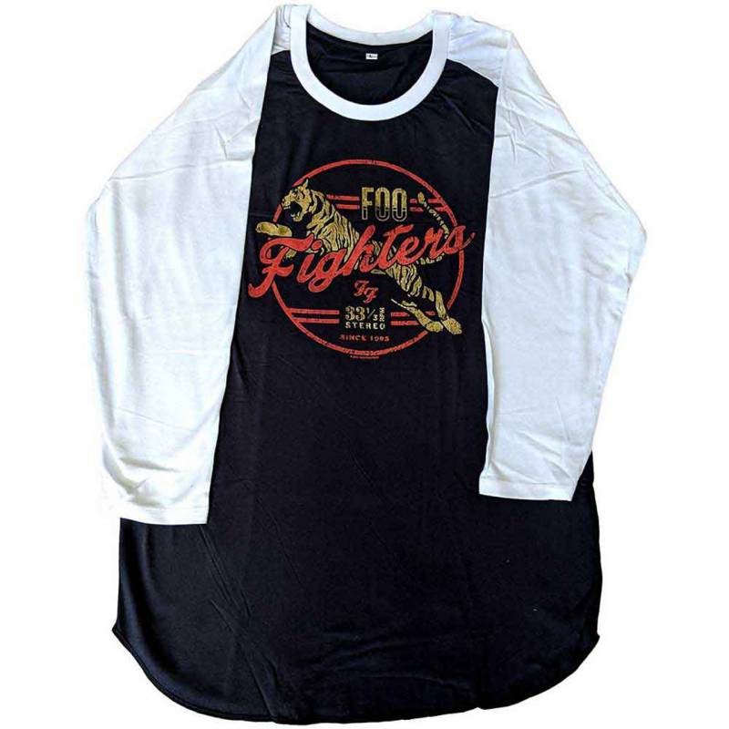 【予約商品】FOO FIGHTERS Unisex Raglan バンドTシャツ: Tiger (Black & White)