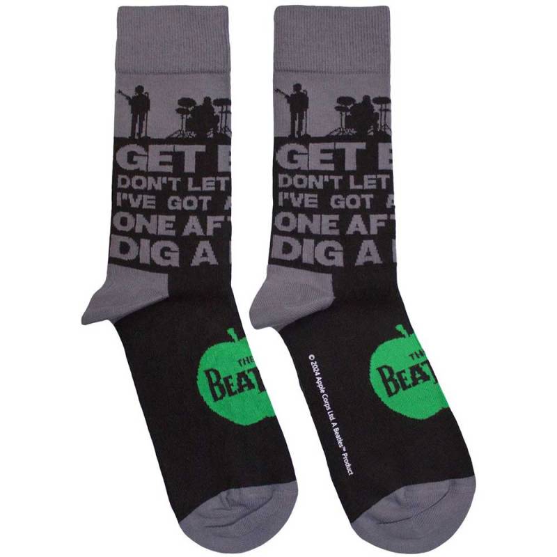 【予約商品】THE BEATLES Unisex Ankle Socks: Rooftop Silhouettes & Apple (Black)