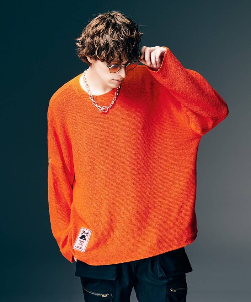 【予約商品】glamb(グラム)Rubber Tag Knit / ラバータグニット - Orange