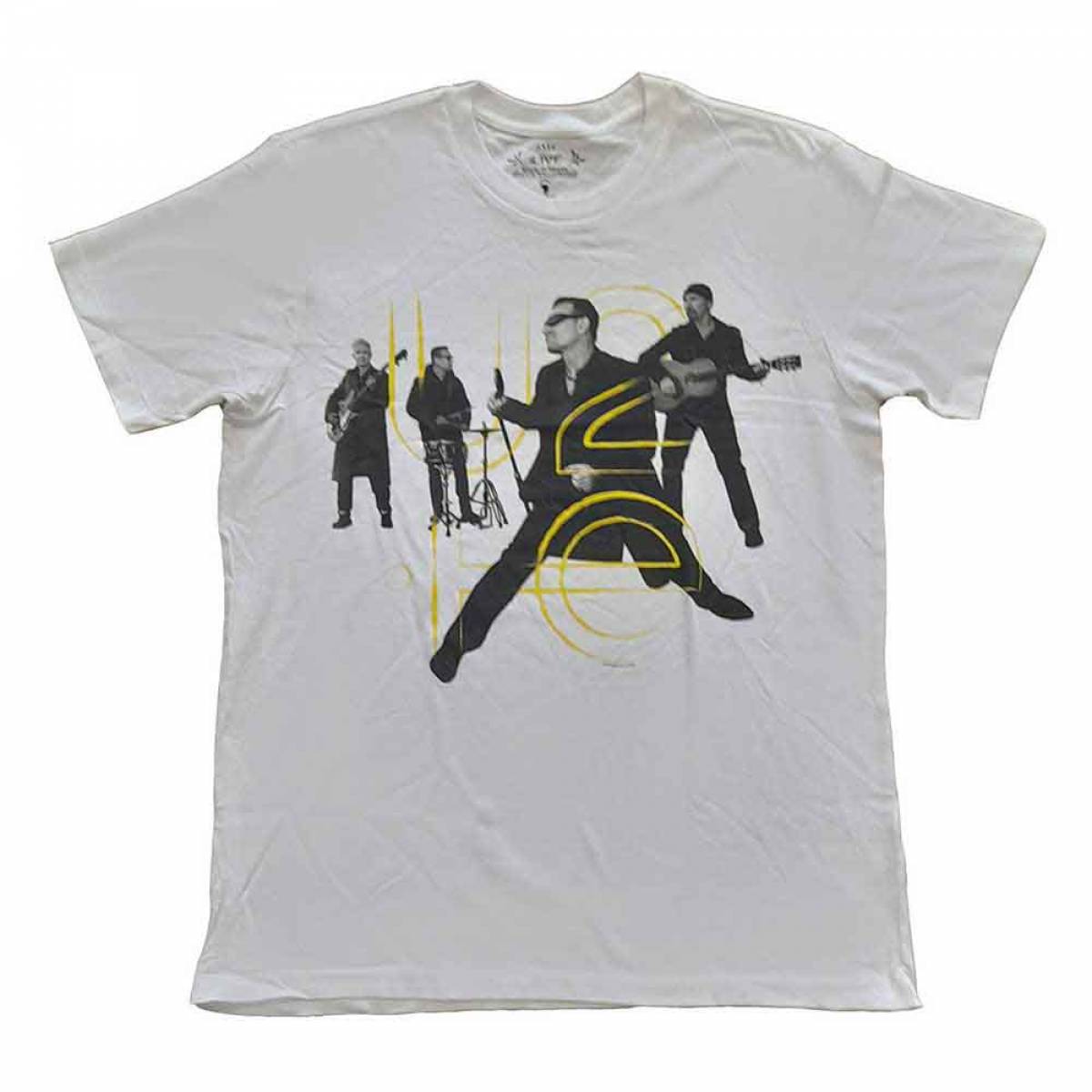 【予約商品】U2 バンドTシャツ ユニセックス: Live Action (White) (Back Print & Ex-Tour) - WHITE
