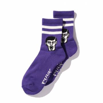 【予約商品】PUNK DRUNKERS (パンクドランカーズ) あいつライン靴下 2nd - PURPLE