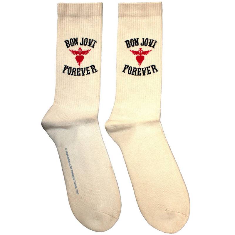【予約商品】BON JOVI Unisex Terry Socks: Forever (Natural) (UK Size 7 - 11)