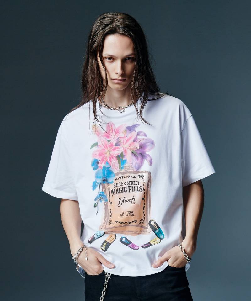 【予約商品】glamb(グラム) Magic Pills T-Shirt / マジックピルTシャツ - White