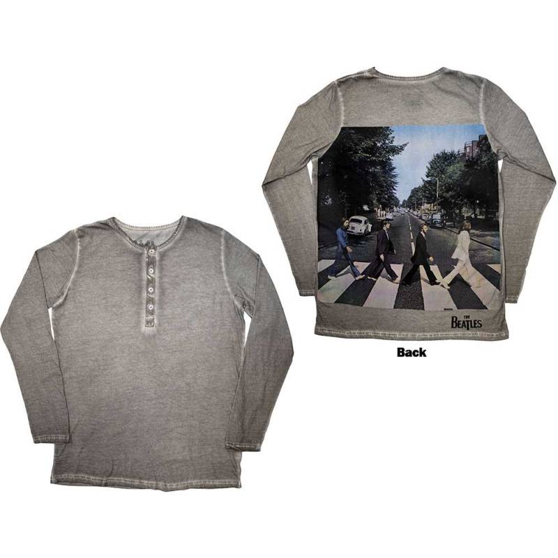 【予約商品】THE BEATLES Unisex Long Sleeve バンドTシャツ: Abbey Road Back Print Stone Wash (Silver Grey) (Back Print)