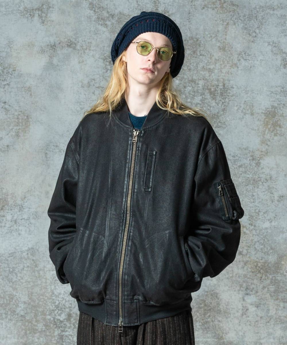 【予約商品】glamb(グラム)GB0325/JKT03 : Paraffin Coated Denim MA-1  - Gray