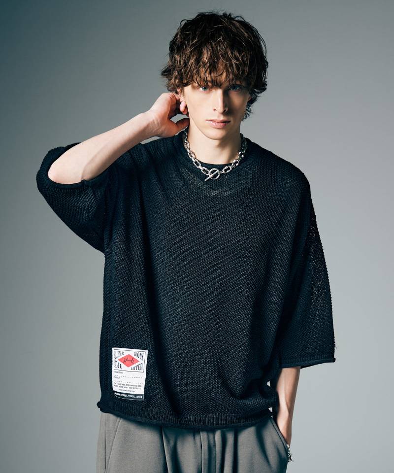 【予約商品】glamb(グラム) Linen Mix Pullover Knit / リネンミックスプルオーバーニット - Black