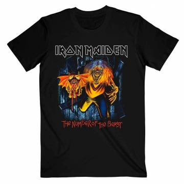 【予約商品】IRON MAIDEN バンドTシャツ ユニセックス: Number Of The Beast Eddie Panel Burst - BLACK