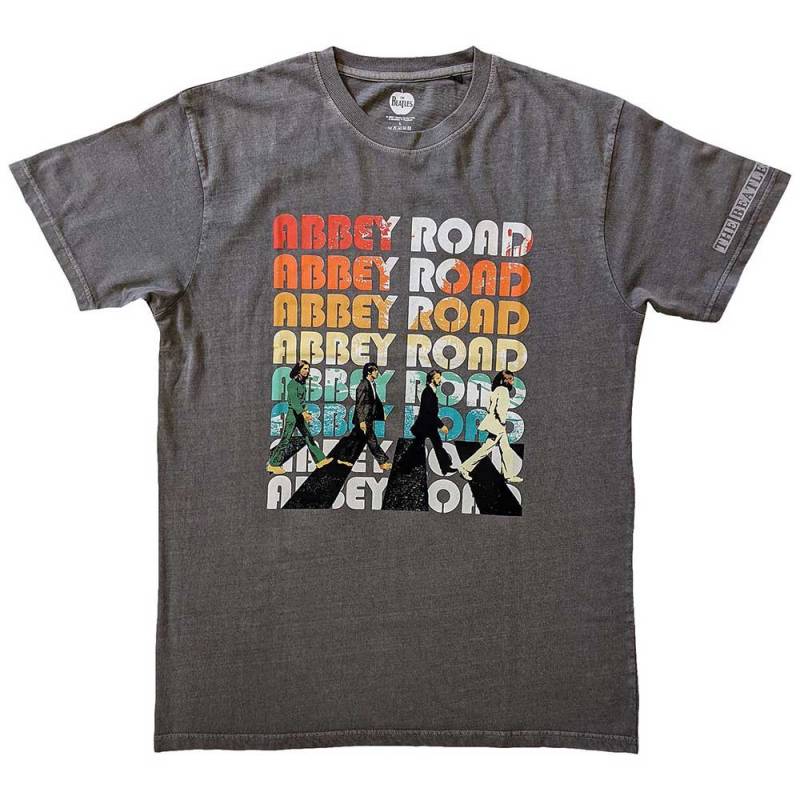 【予約商品】THE BEATLES バンドTシャツ ユニセックス: Abbey Stacked (Charcoal Grey) (Sleeve Print)