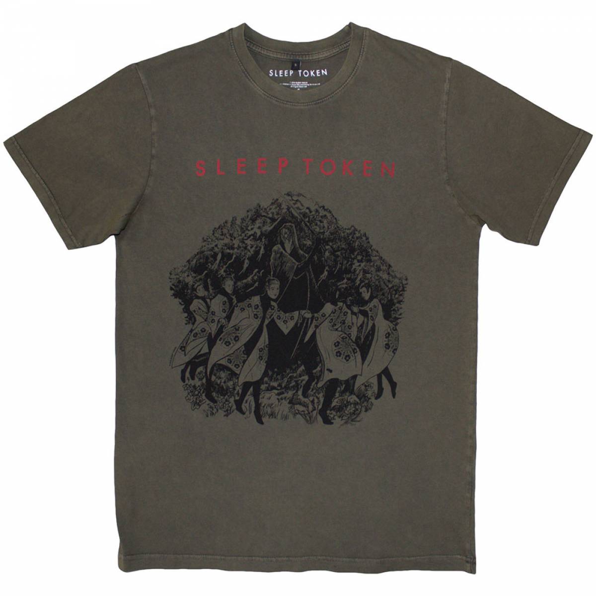 【予約商品】SLEEP TOKEN Unisex Stone Wash バンドTシャツ: The Love You Want (Green) - GREEN