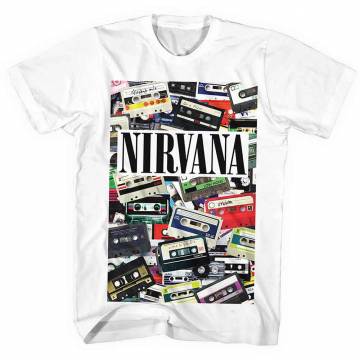 【予約商品】NIRVANA バンドTシャツ ユニセックス: Cassettes (White) - WHITE