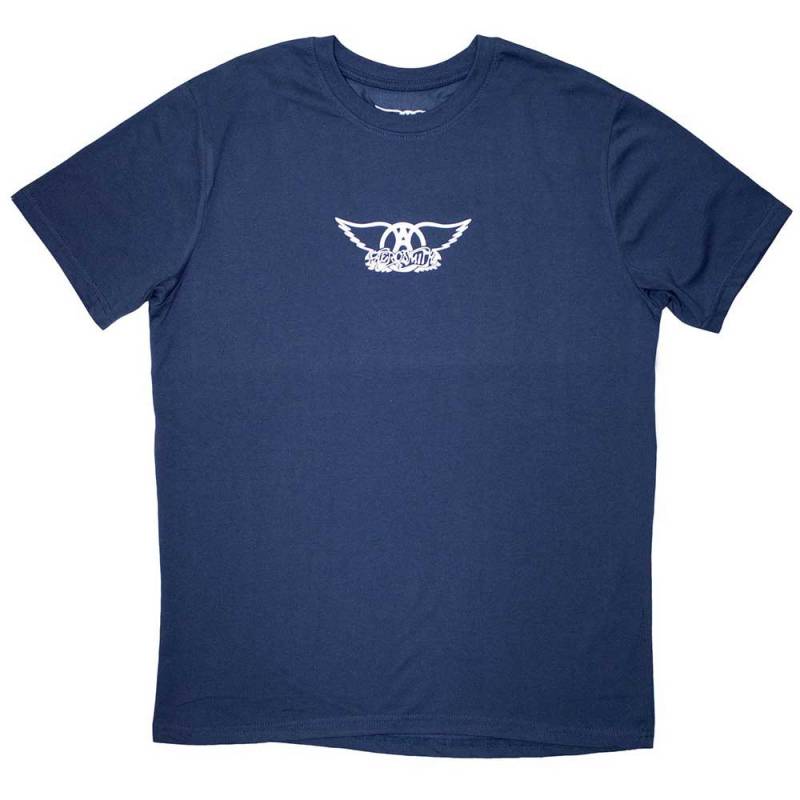【予約商品】AEROSMITH バンドTシャツ ユニセックス: Mini Wings Logo (Denim Blue)