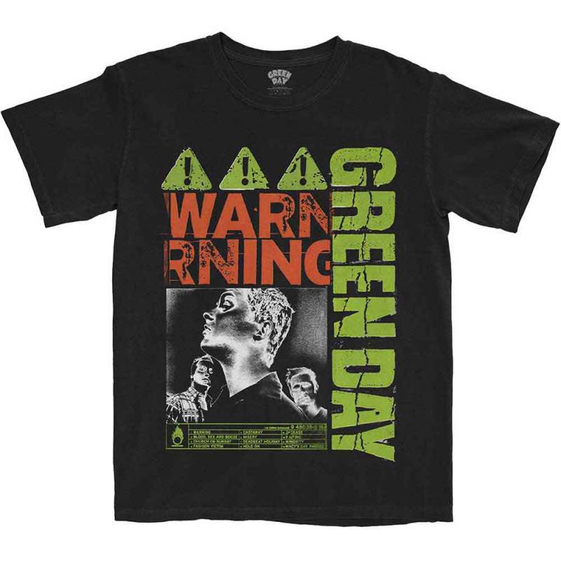 【予約商品】GREEN DAY バンドTシャツ ユニセックス: Warning (Black) - BLACK