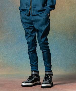【予約商品】glamb(グラム)GB0225/P03 : Sparkle Stripe Jogger Pants / スパークルストライプジョガーパンツ - Blue
