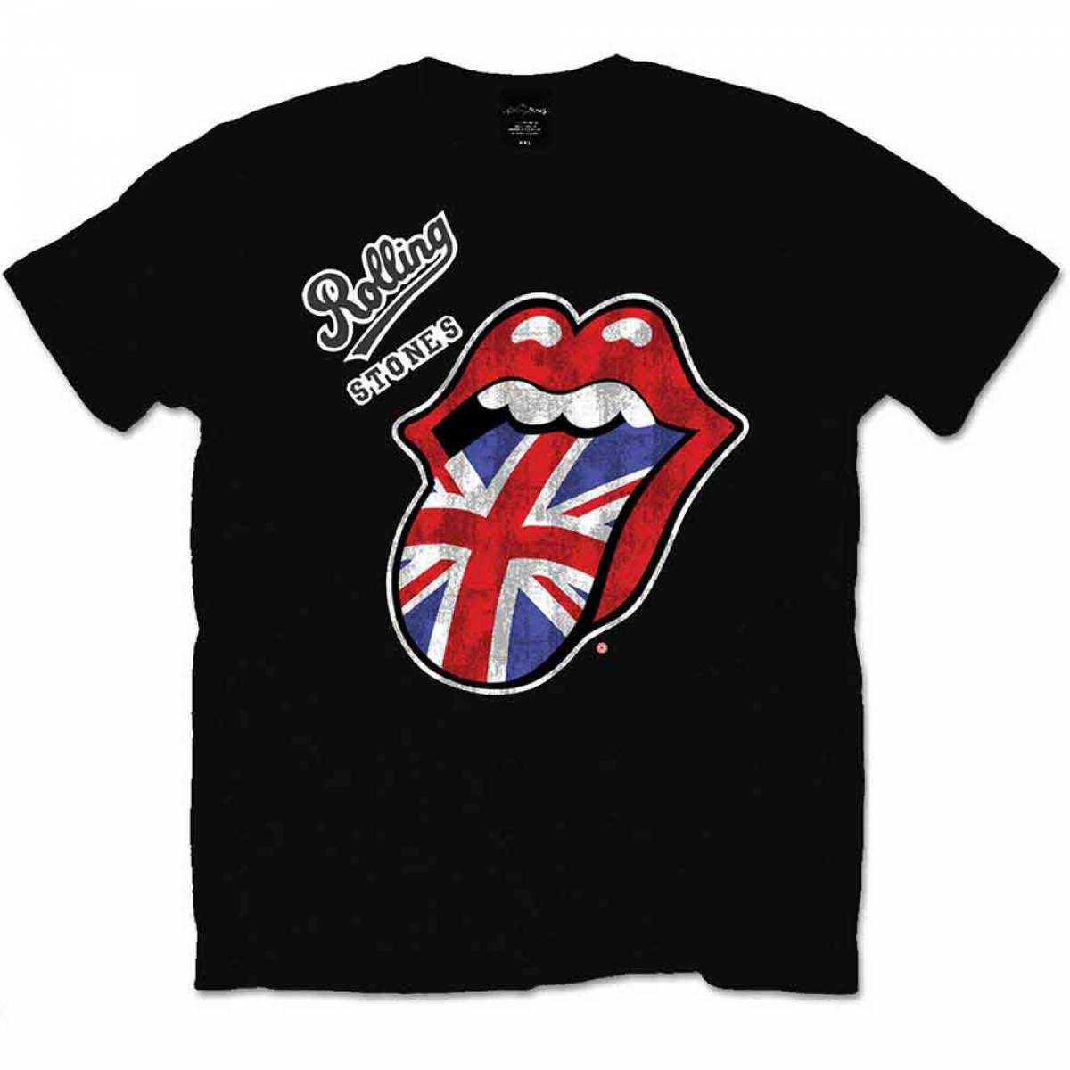 【予約商品】THE ROLLING STONES バンドTシャツ ユニセックス: Vintage British Tongue (Black) - BLACK