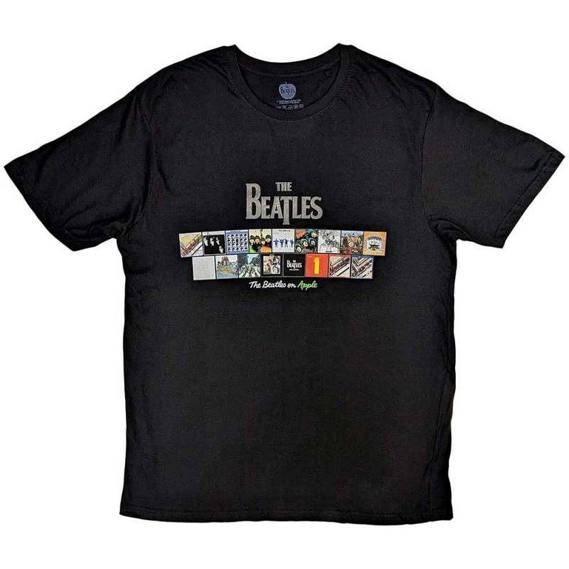 【予約商品】THE BEATLES バンドTシャツ ユニセックス: Albums on Apple (Black) (Embellished)