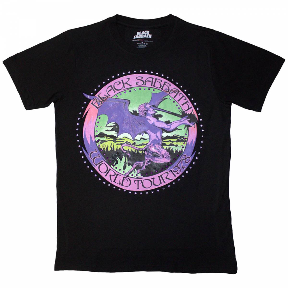 【予約商品】BLACK SABBATH バンドTシャツ ユニセックス: Tour '78 (Embellished) - BLACK