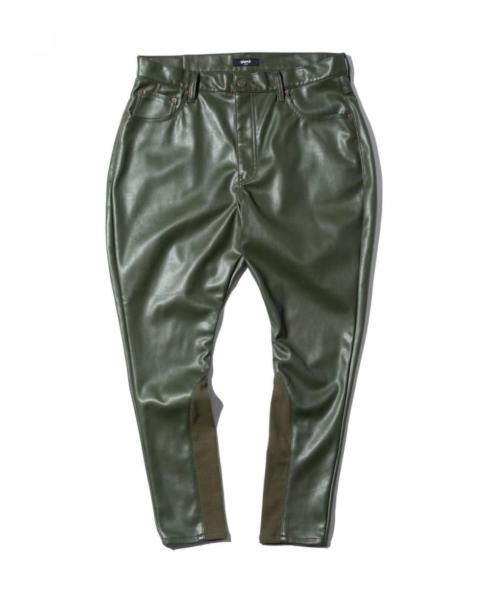 【予約商品】glamb (グラム) Poly pants - Khaki(Fake leather)