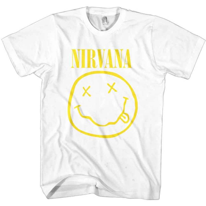 【予約商品】NIRVANA バンドTシャツ ユニセックス: Yellow Happy Face (White)