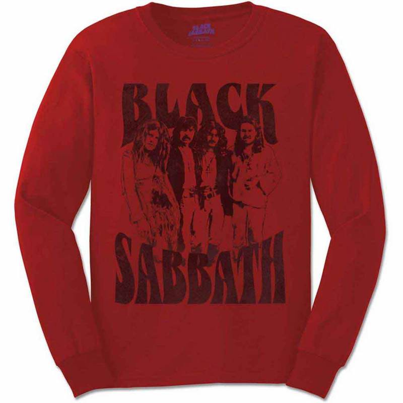 【予約商品】BLACK SABBATH Unisex Long Sleeve バンドTシャツ: Band and Logo (Red)