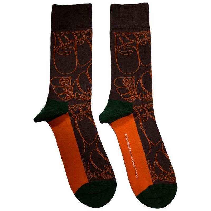 【予約商品】THE BEATLES Unisex Ankle Socks: Rubber Soul Text Outlines Repeat (Brown) (UK Size 7 - 11)