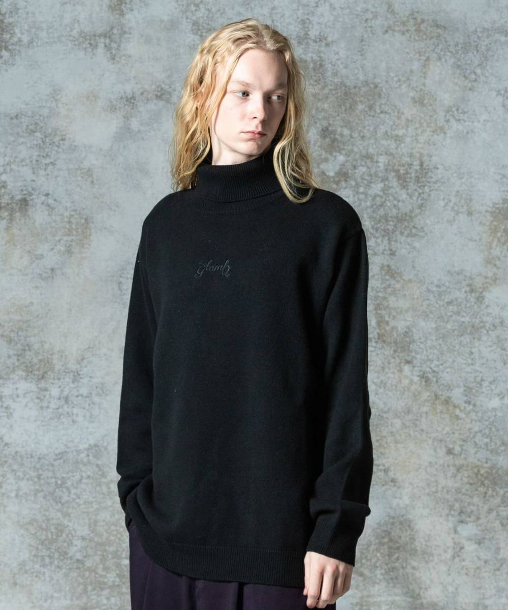 【予約商品】glamb(グラム)GB0325/KNT13 : Spin Logo Turtle Neck Knit / スピンロゴタートルネックニット - Black