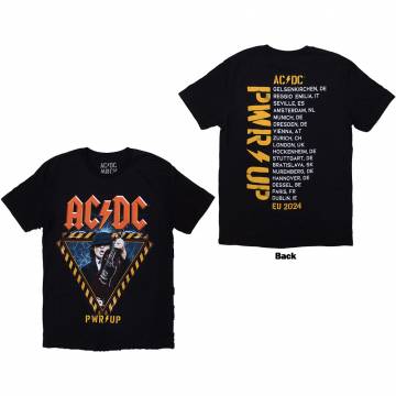 【予約商品】AC/DC バンドTシャツ ユニセックス: Angus Triangle PWR-UP EU Tour '26 (Back Print & Ex-Tour) - BLACK