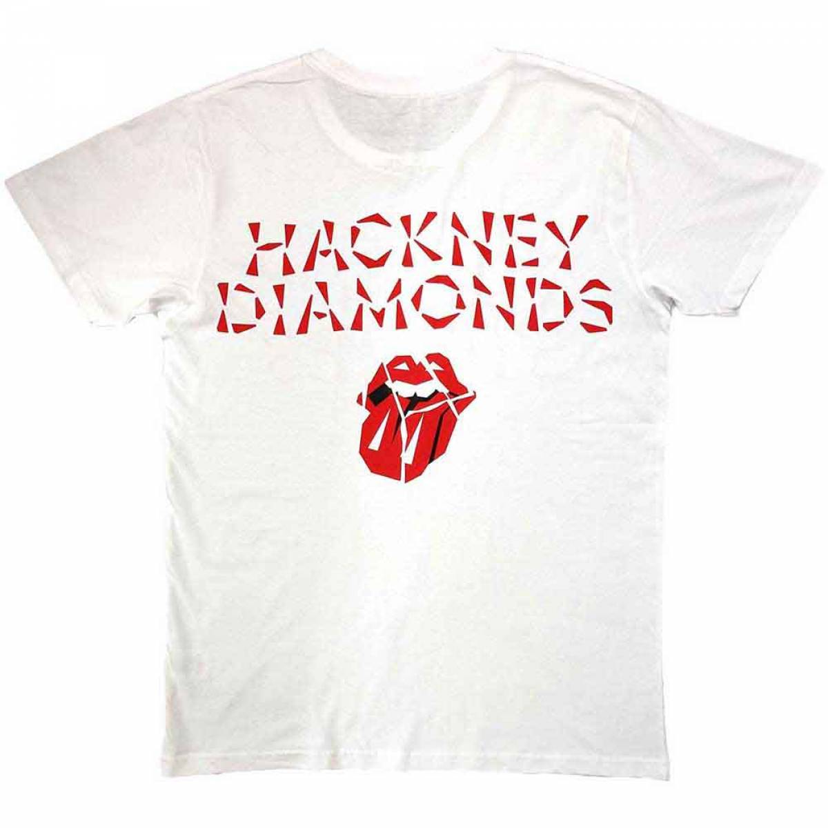 【予約商品】THE ROLLING STONES バンドTシャツ ユニセックス: Hackney Diamonds (White) (Back Print) - WHITE