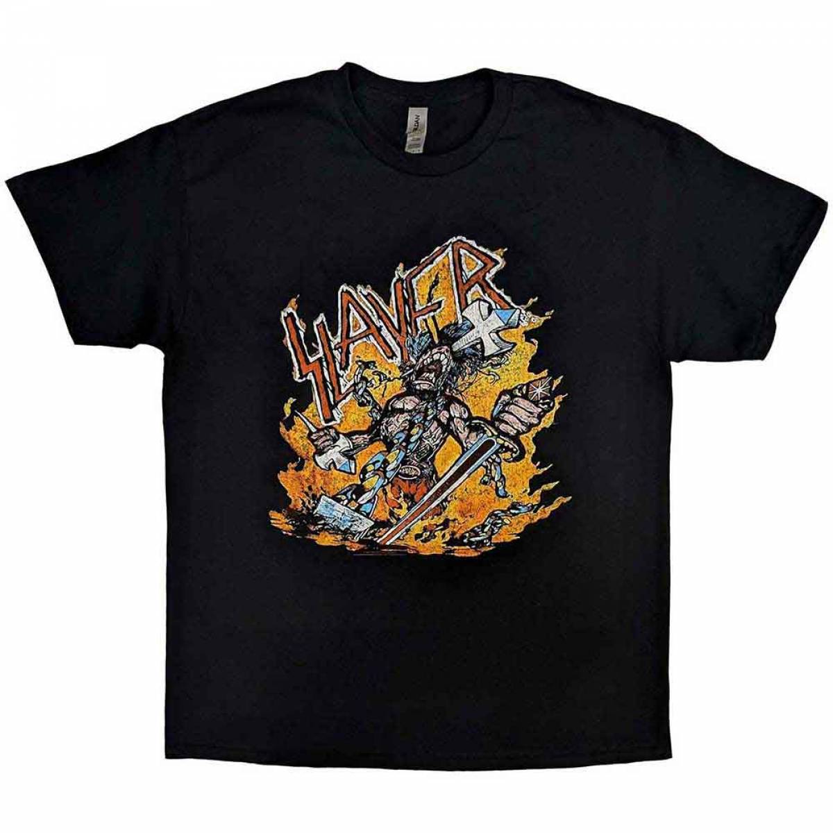 【予約商品】SLAYER バンドTシャツ ユニセックス: Cartoon Flames (Black) - BLACK