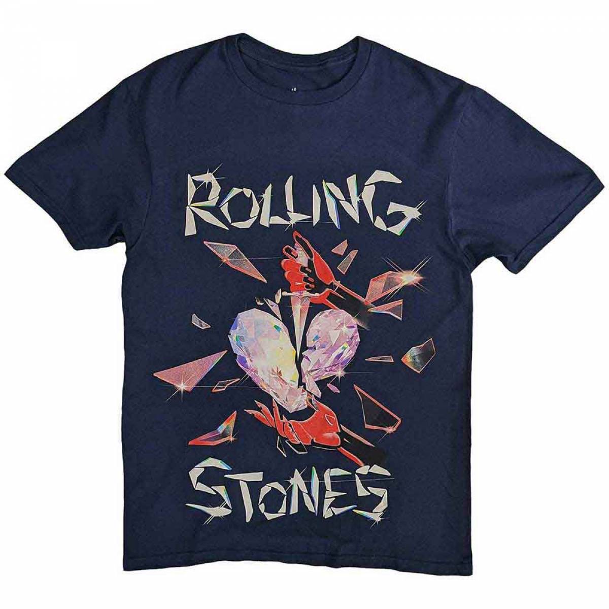 【予約商品】THE ROLLING STONES バンドTシャツ ユニセックス: Hackney Diamonds Heart (Navy Blue) - NAVY BLUE