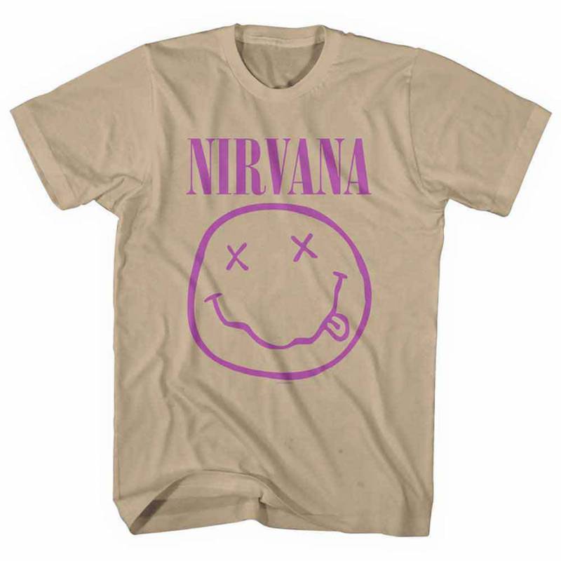 【予約商品】NIRVANA バンドTシャツ ユニセックス: Purple Happy Face (Sand)
