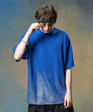 【予約商品】glamb(グラム)GB0225/KNT01 :  Glitter Short Sleeves Knit / グリッターショートスリーブニット - Blue