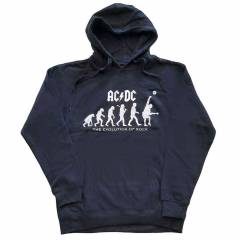 【予約商品】AC/DC Unisex Pullover Hoodie: Evolution of Rock (Navy Blue) - NAVY BLUE