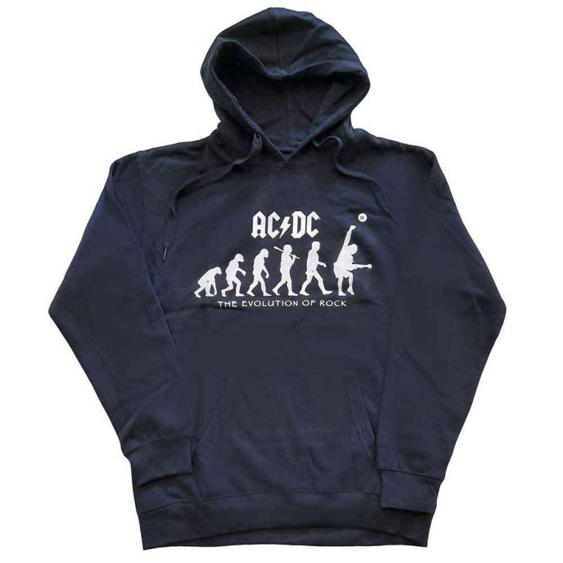 【予約商品】AC/DC Unisex Pullover Hoodie: Evolution of Rock (Navy Blue) - NAVY BLUE