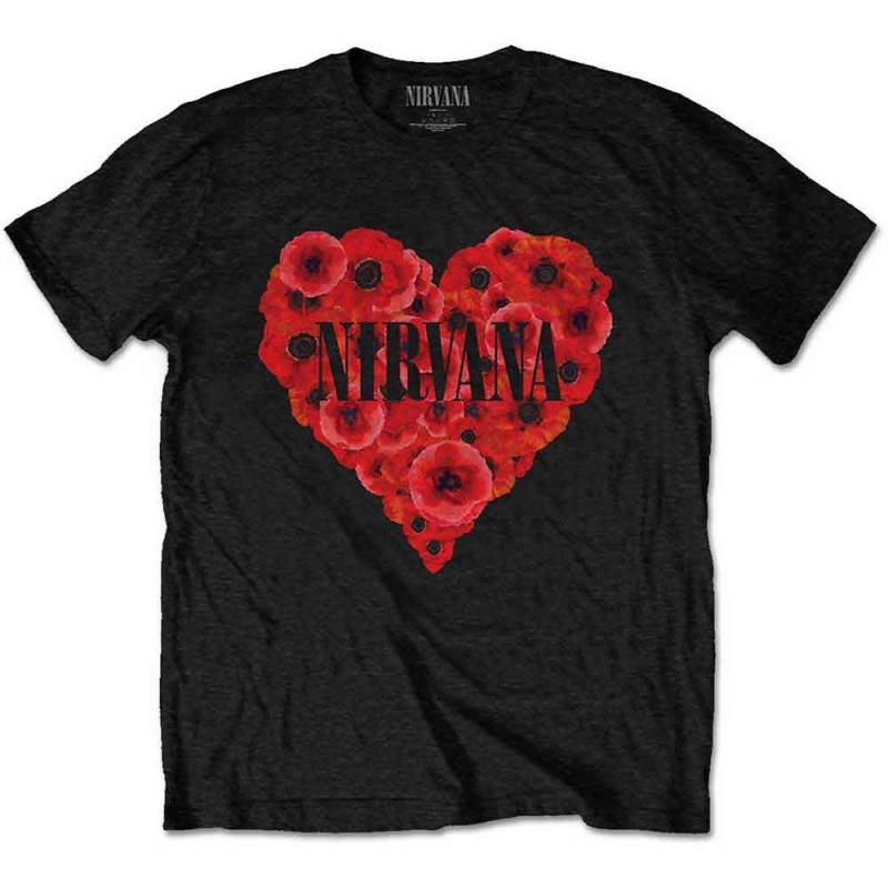 【予約商品】NIRVANA バンドTシャツ ユニセックス: Poppy Heart (Black)