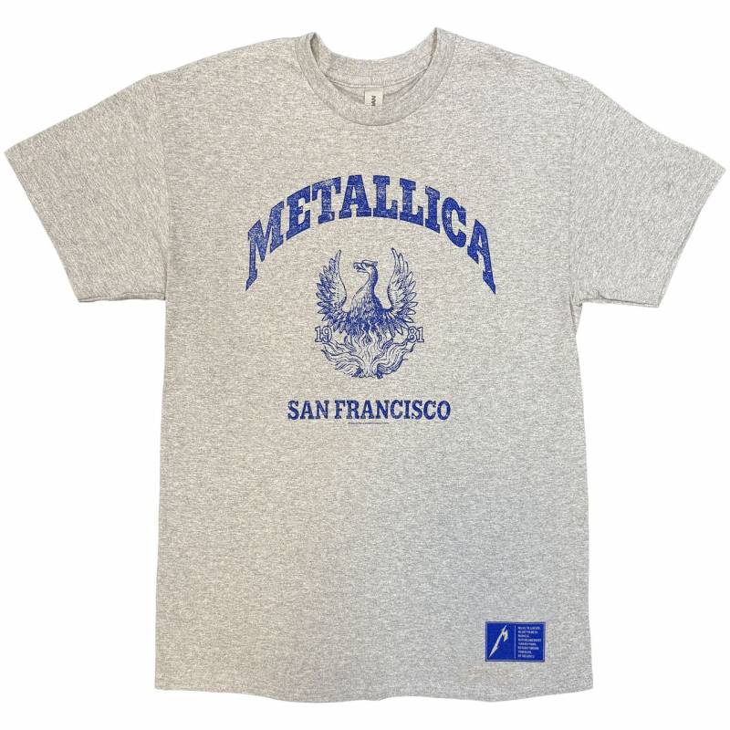 【予約商品】METALLICA バンドTシャツ ユニセックス: College Crest (Grey)