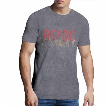 【予約商品】AC/DC バンドTシャツ ユニセックス: Vintage Silhouettes (Charcoal Grey) (Wash Collection) - CHARCOAL GREY