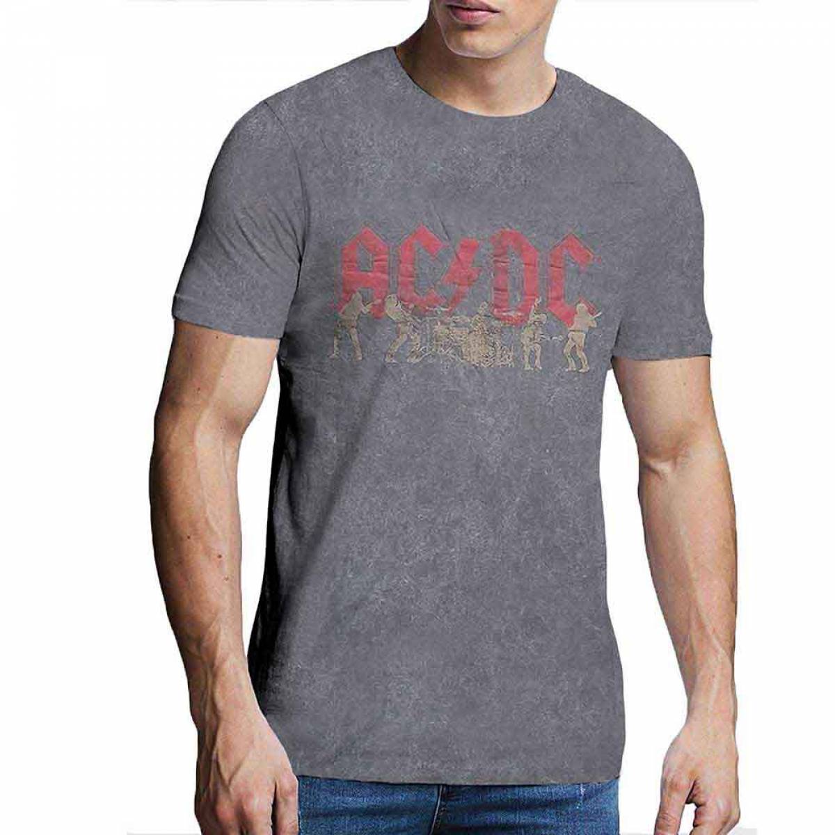 【予約商品】AC/DC バンドTシャツ ユニセックス: Vintage Silhouettes (Charcoal Grey) (Wash Collection) - CHARCOAL GREY