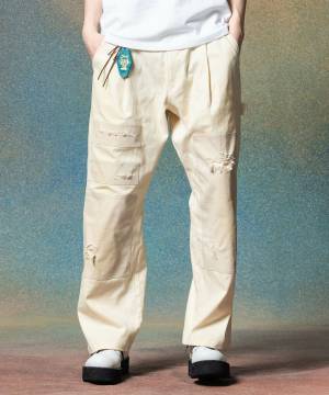 【予約商品】glamb(グラム)GB0225/P08 : Remake Painter Chino Pants / リメイクペインターチノパンツ - White