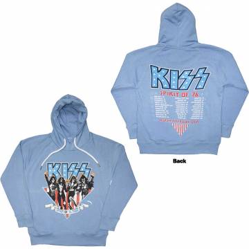【予約商品】KISS Unisex Pullover Hoodie: Americana (Light Blue) (Back Print) - LIGHT BLUE