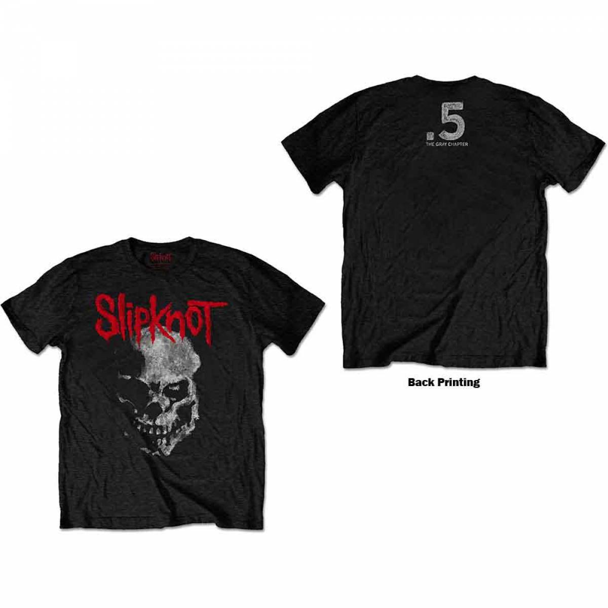 【予約商品】SLIPKNOT バンドTシャツ ユニセックス: Gray Chapter Skull (Black) (Back Print) - BLACK