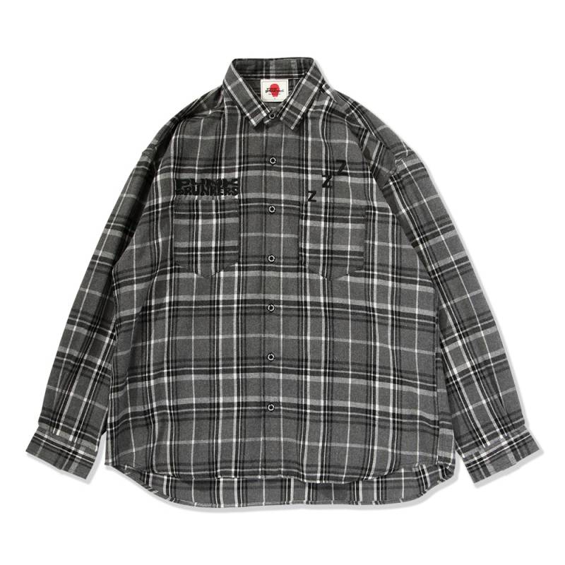 【予約商品】PUNK DRUNKERS (パンク・ドランカーズ) ポケットで寝るシャツ - BLACK CHECK