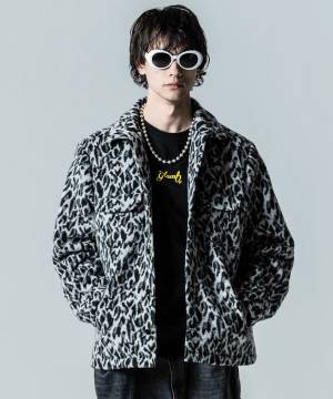 【予約商品】glamb(グラム)GB0324/JKT12 : Shaggy Leopard Jacket / シャギーレオパードジャケット - White