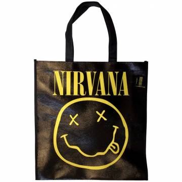 【予約商品】NIRVANA Eco Shopper: Yellow Happy Face (Black) (Back Print) - BLACK