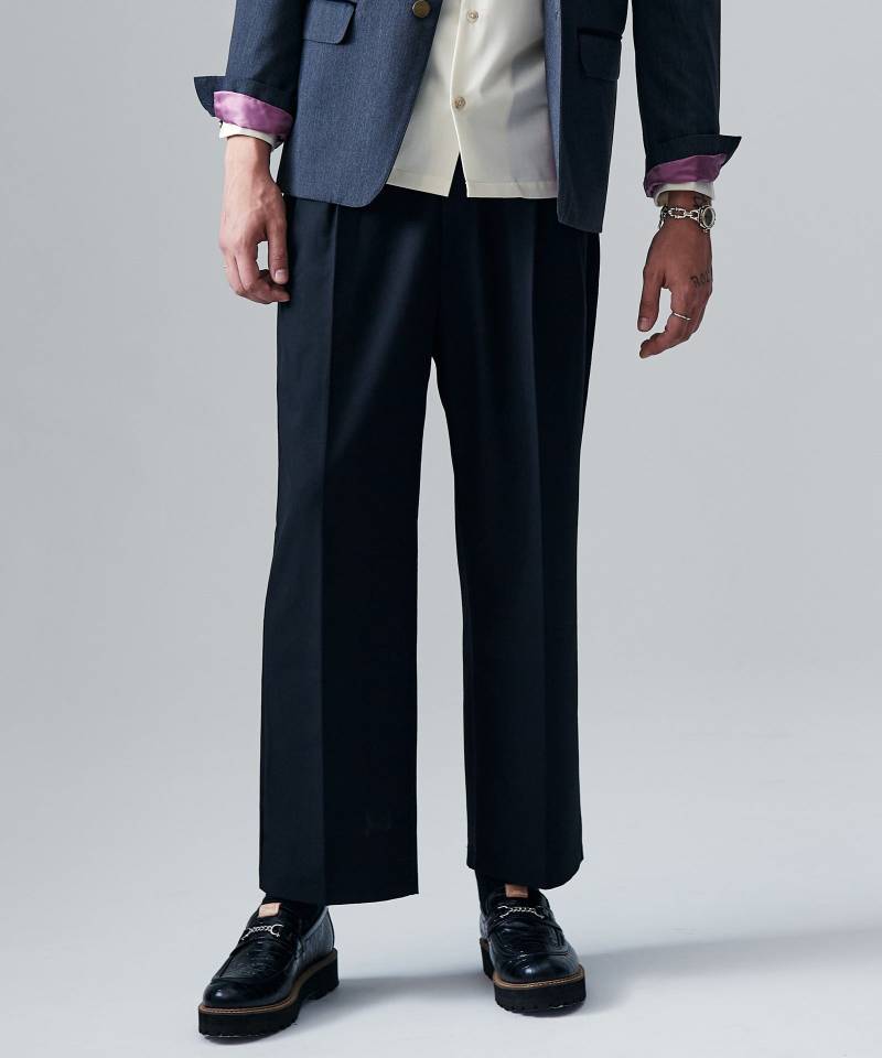 【予約商品】glamb(グラム)Blue Noise Tuck Slacks / ブルーノイズタックスラックス - Black