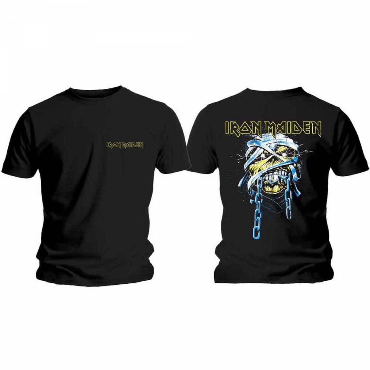 【予約商品】IRON MAIDEN バンドTシャツ ユニセックス: Powerslave Head & Logo (Back Print) - BLACK