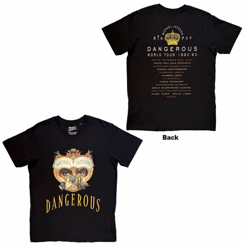 【予約商品】MICHAEL JACKSON Tシャツ ユニセックス: Dangerous World Tour (Black) (Back Print)