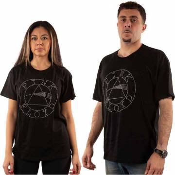 【予約商品】PINK FLOYD バンドTシャツ ユニセックス: Circle Logo (Black) (Embellished) - BLACK