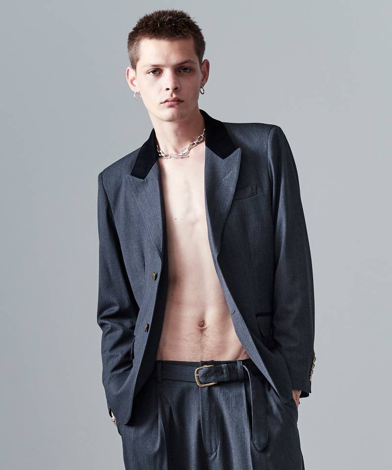【予約商品】glamb(グラム)Blue Noise Tailored Jacket / ブルーノイズテーラードジャケット - Gray