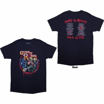 【予約商品】GUNS N' ROSES バンドTシャツ ユニセックス: Was Here (Navy Blue) (Back Print) - NAVY BLUE