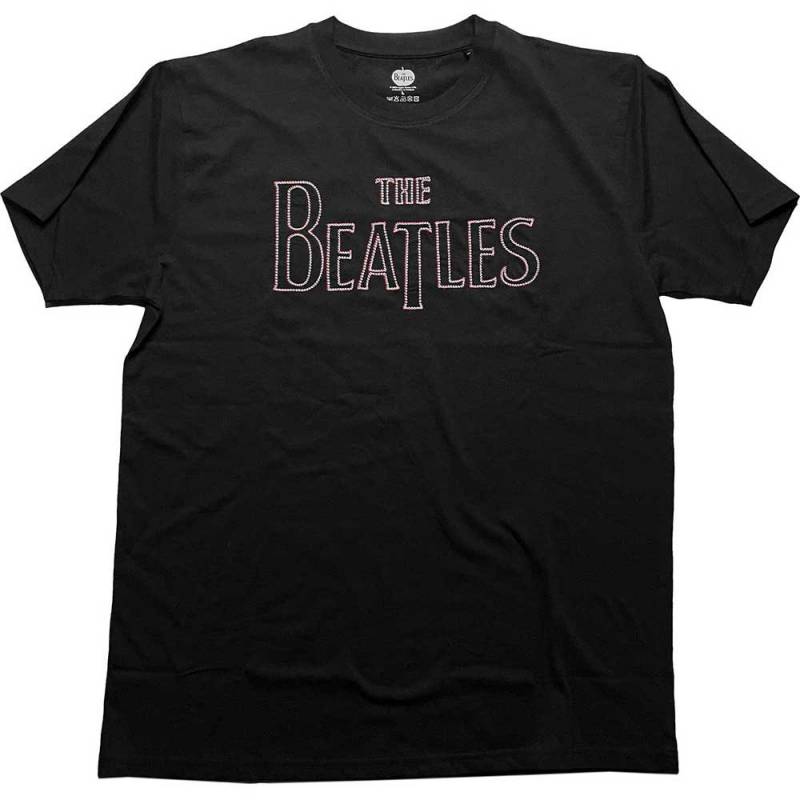 【予約商品】THE BEATLES バンドTシャツ ユニセックス: Drop T Embroidered (Black) (Embellished)